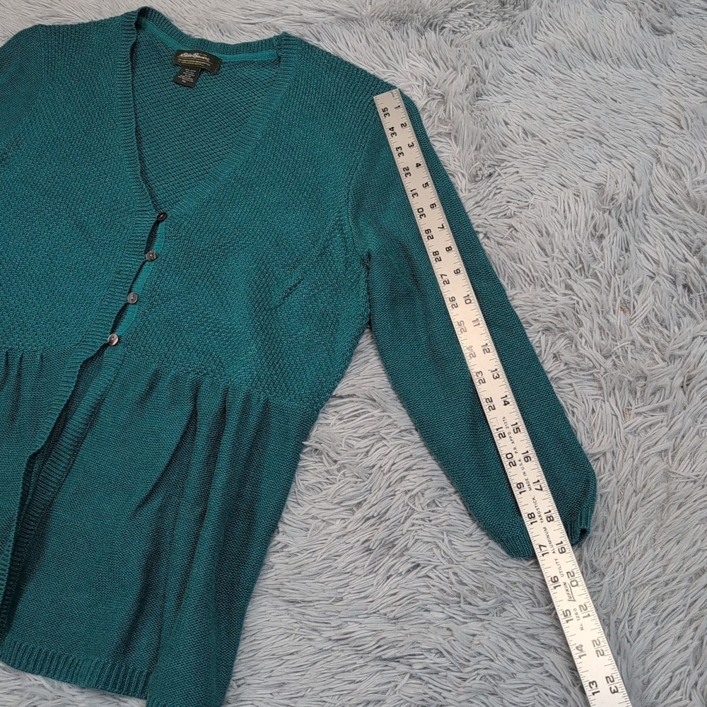 Eddie Bauer Sweater Womens XXL Green Cardigan Silk Blend Button Up Preppy Comfy - Picture 5 of 9